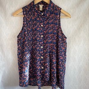 Floral Button Down Collared Tank